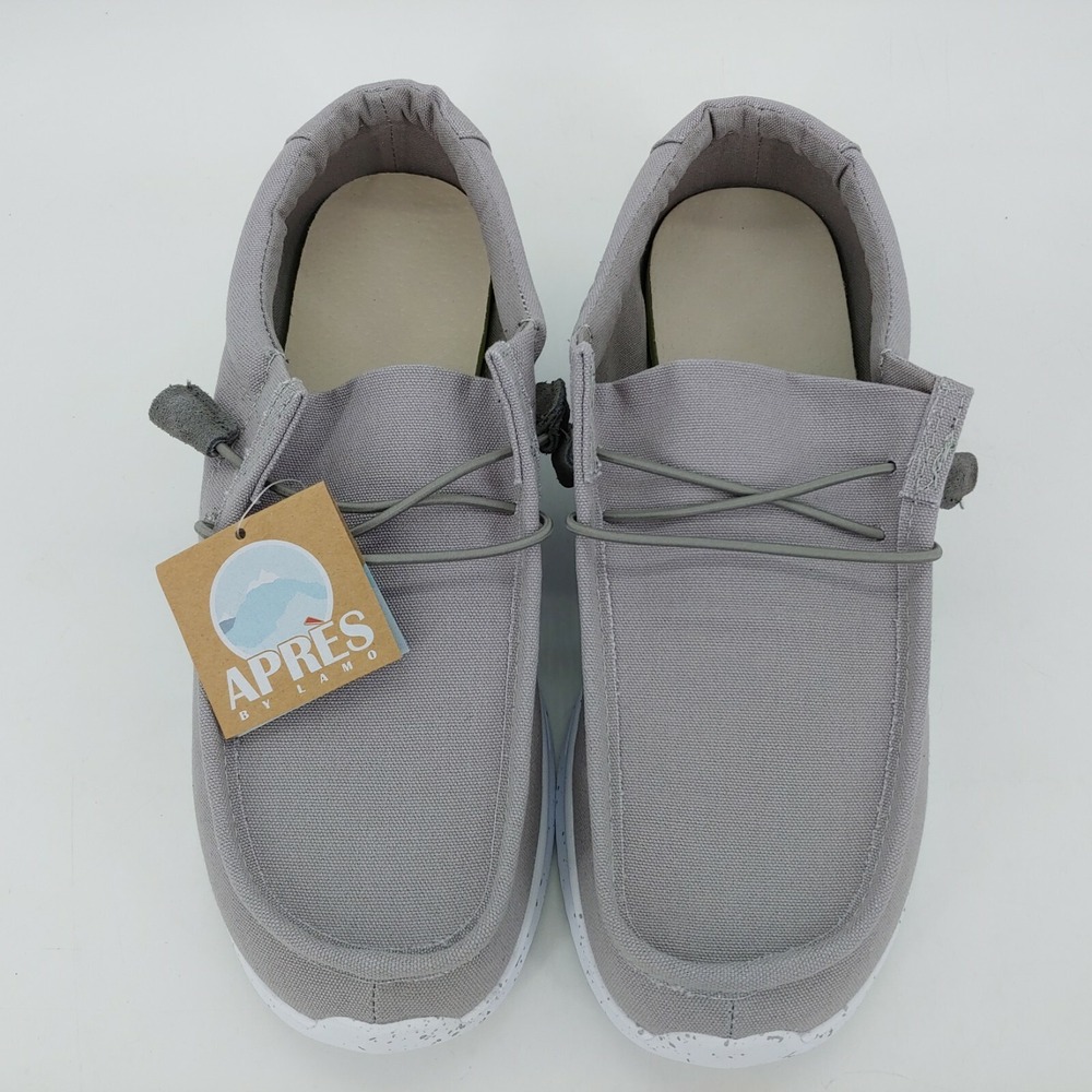Apres Shoes Womens Paula Canvas Bungee Wedge Sneaker Moccasin Grey‎ 10 New